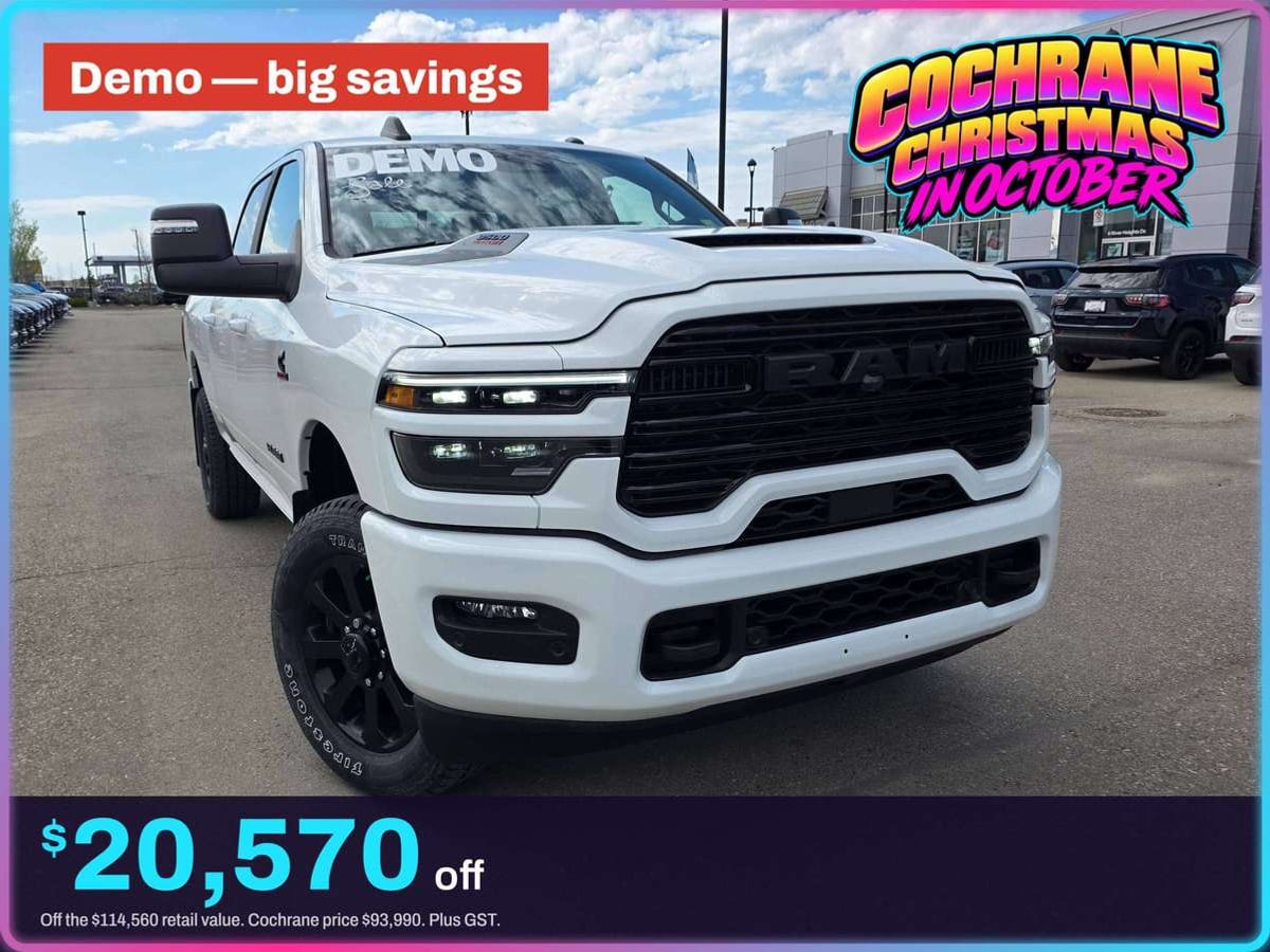 2025 Ram 3500 Laramie Demo, stock 13-250234DE: $20,570 OFF, DEMO · 1,808 KM