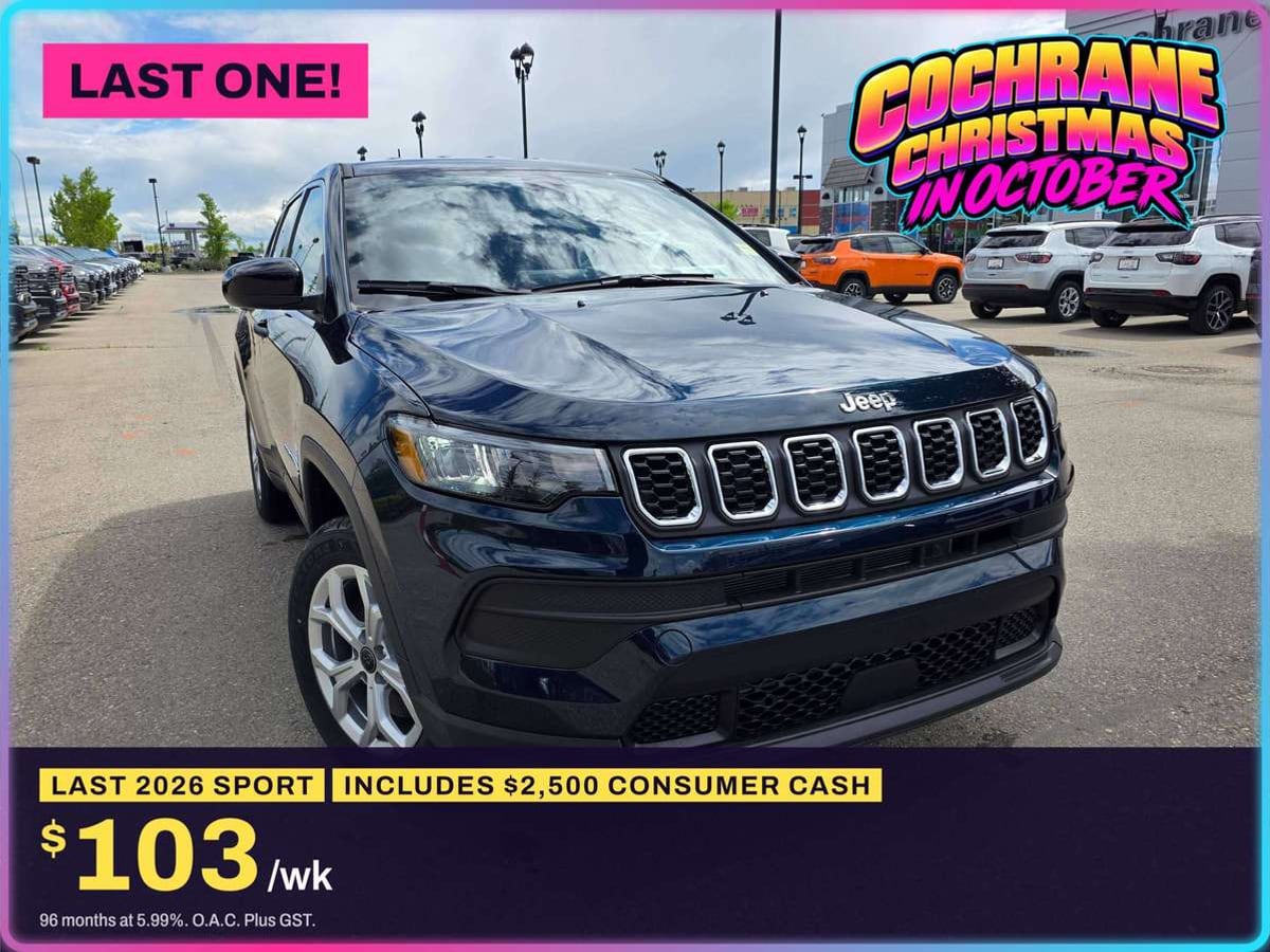 2026 Jeep Compass Sport, stock 260098: 5.99% · 96 MO, $103/WK, LAST 2026 SPORT